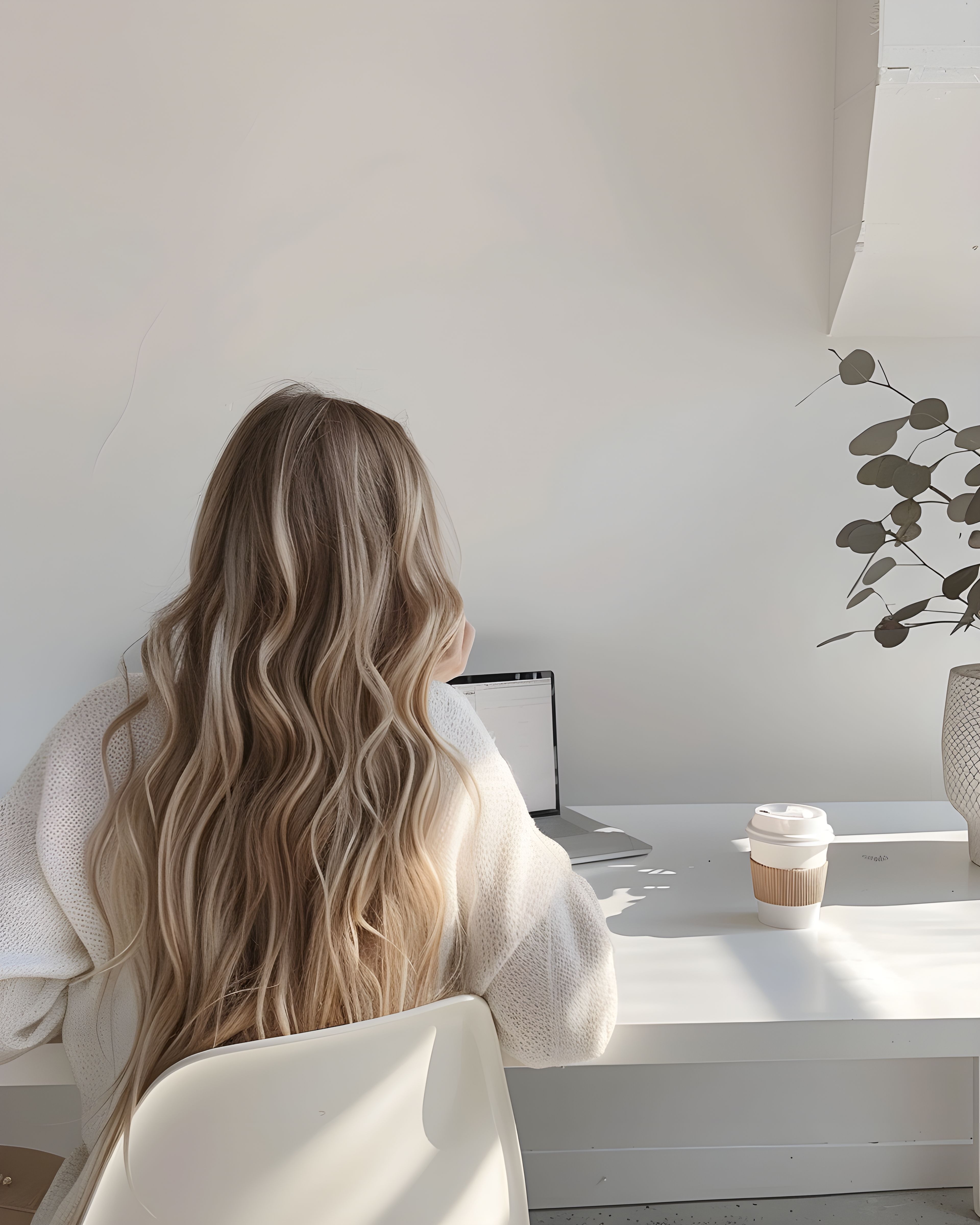 Woman working on a laptop in a small business setting