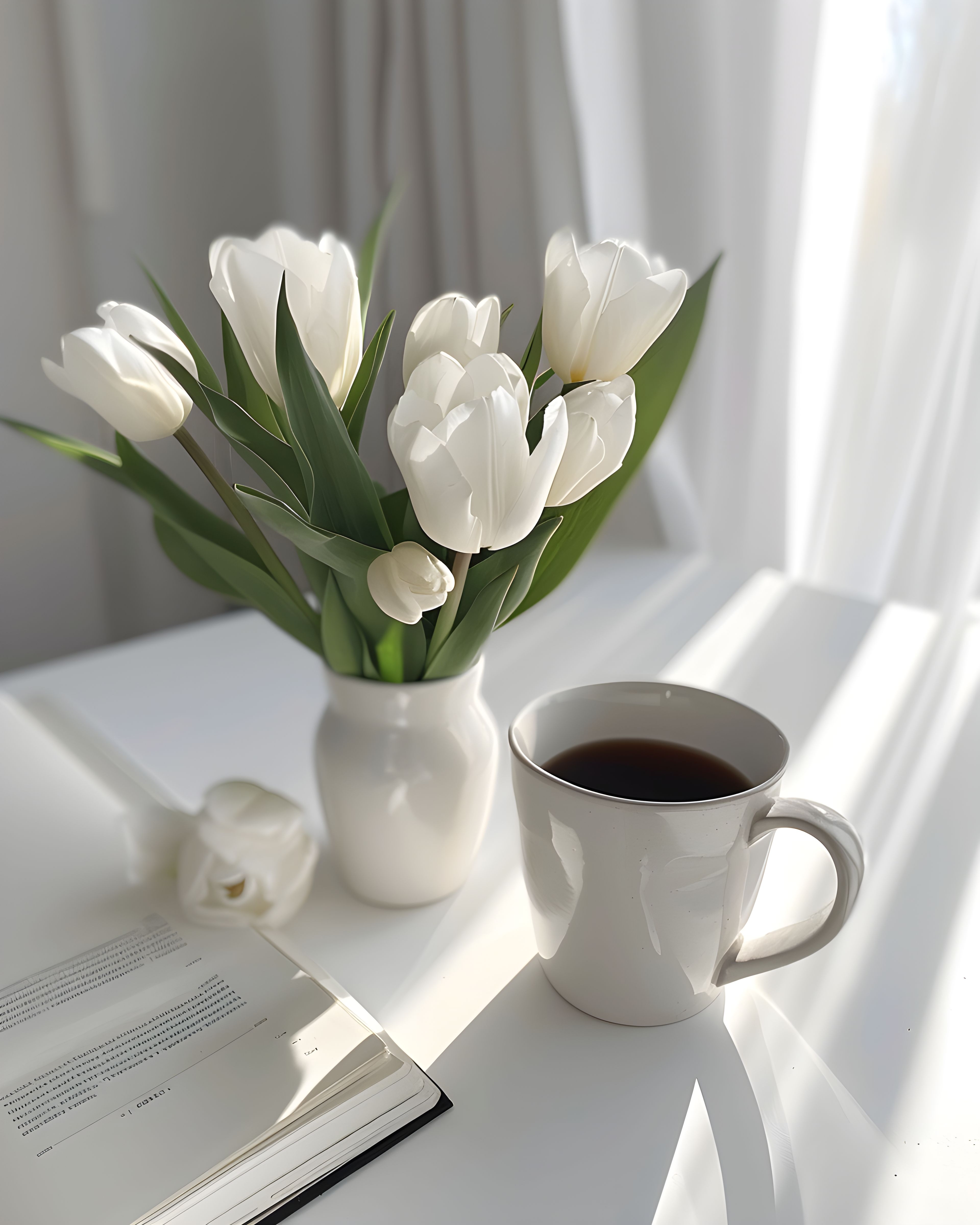 Calm desk with floral styling — minimalist branding mood