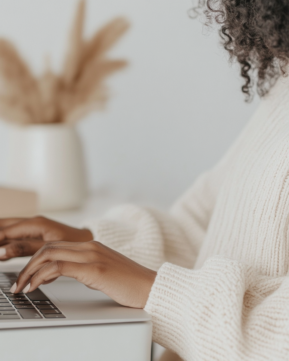 Woman typing at desk