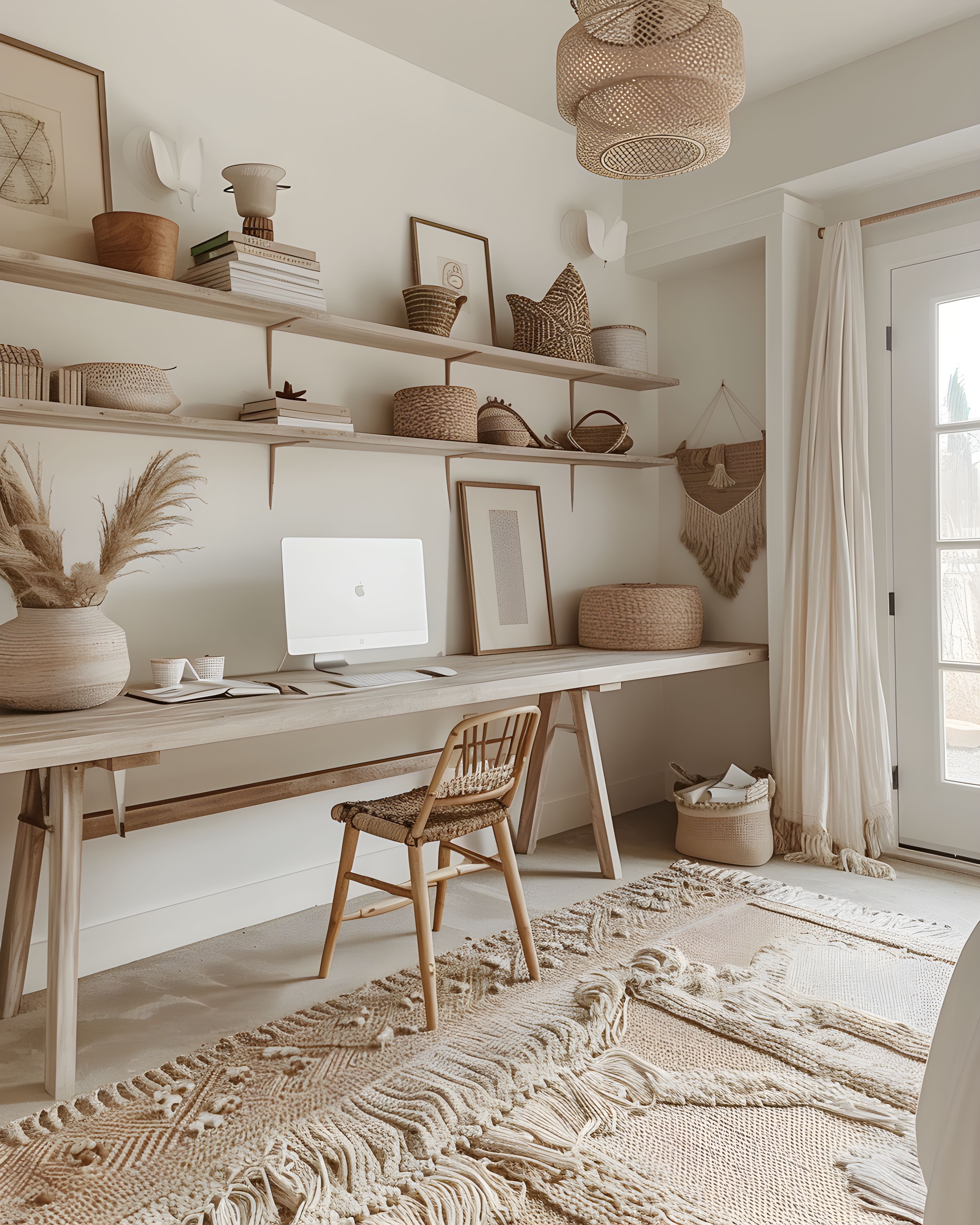 Calm creative workspace with neutral stationery on a desk